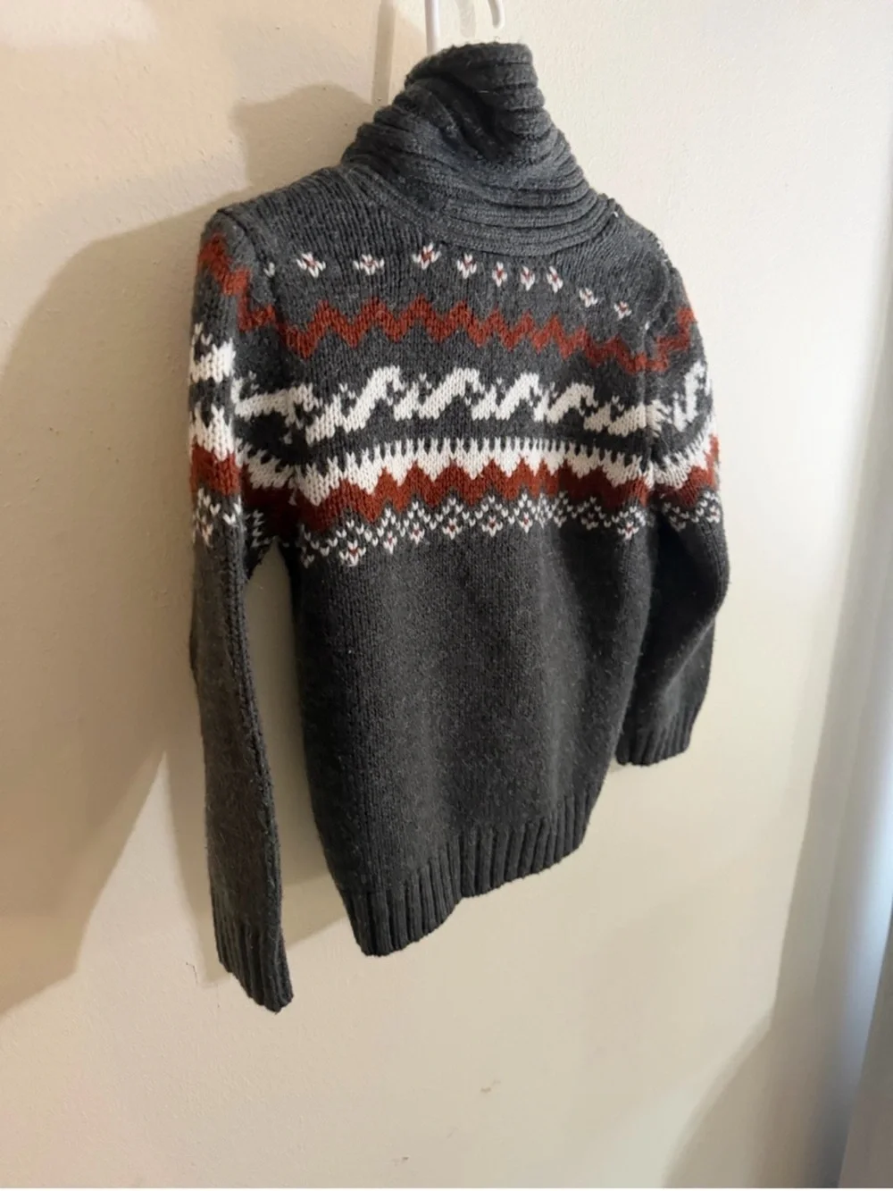 NWT Carters Size 3t Shawl Collar Fair Isle Cardigan Sweater - Charcoal Gray